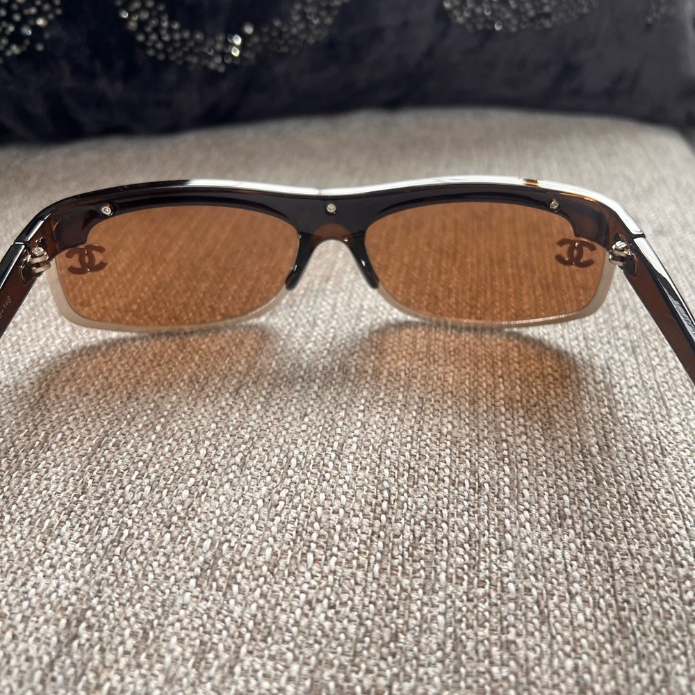 Chanel Rhinestone Brown and Silver Women's Sunglasses - Picture 7 of 8